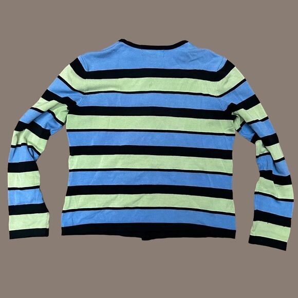 Silk Blend Striped Button Down Cardigan - Picture 4 of 5